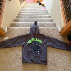 Spyder Gray Hoodie with Green Logo M